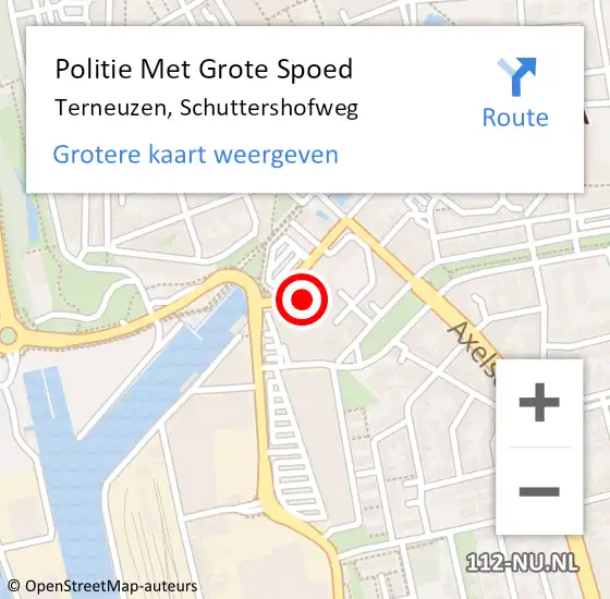 Locatie op kaart van de 112 melding: Politie Met Grote Spoed Naar Terneuzen, Schuttershofweg op 18 juni 2023 09:49