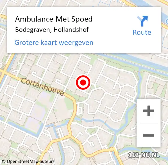 Locatie op kaart van de 112 melding: Ambulance Met Spoed Naar Bodegraven, Hollandshof op 18 juni 2023 09:59