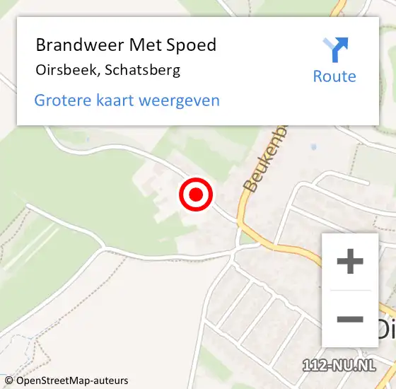 Locatie op kaart van de 112 melding: Brandweer Met Spoed Naar Oirsbeek, Schatsberg op 18 juni 2023 10:18