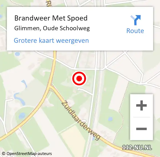 Locatie op kaart van de 112 melding: Brandweer Met Spoed Naar Glimmen, Oude Schoolweg op 18 juni 2023 10:19