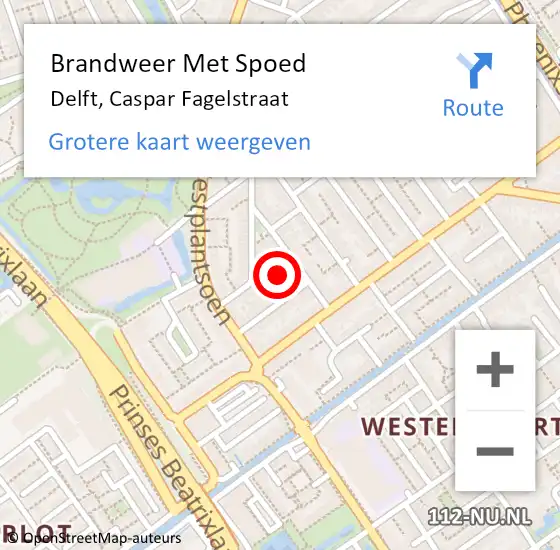 Locatie op kaart van de 112 melding: Brandweer Met Spoed Naar Delft, Caspar Fagelstraat op 18 juni 2023 10:34