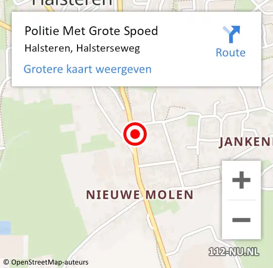 Locatie op kaart van de 112 melding: Politie Met Grote Spoed Naar Halsteren, Halsterseweg op 18 juni 2023 10:48