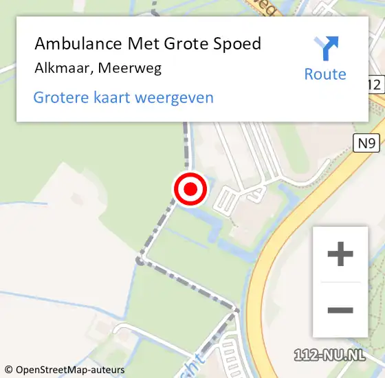 Locatie op kaart van de 112 melding: Ambulance Met Grote Spoed Naar Alkmaar, Meerweg op 18 juni 2023 11:05