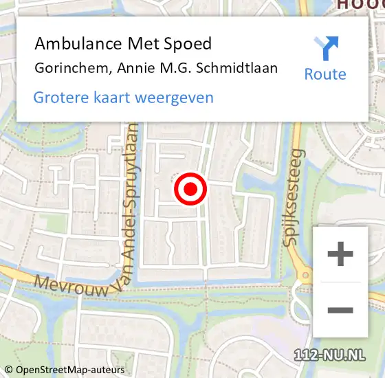 Locatie op kaart van de 112 melding: Ambulance Met Spoed Naar Gorinchem, Annie M.G. Schmidtlaan op 18 juni 2023 11:14