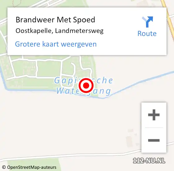 Locatie op kaart van de 112 melding: Brandweer Met Spoed Naar Oostkapelle, Landmetersweg op 18 juni 2023 11:41