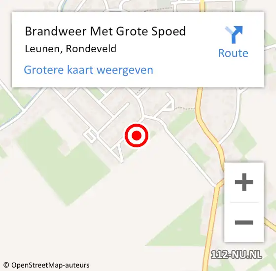 Locatie op kaart van de 112 melding: Brandweer Met Grote Spoed Naar Leunen, Rondeveld op 18 juni 2023 11:51