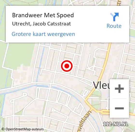 Locatie op kaart van de 112 melding: Brandweer Met Spoed Naar Utrecht, Jacob Catsstraat op 18 juni 2023 12:07