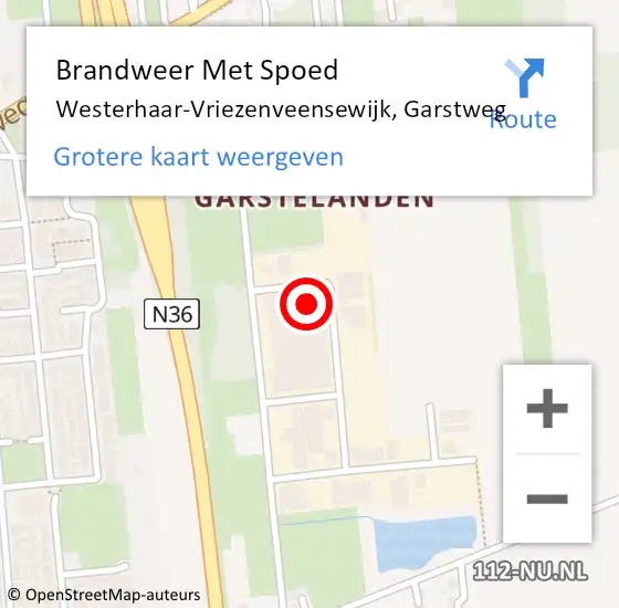 Locatie op kaart van de 112 melding: Brandweer Met Spoed Naar Westerhaar-Vriezenveensewijk, Garstweg op 18 juni 2023 12:15