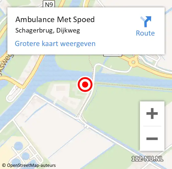 Locatie op kaart van de 112 melding: Ambulance Met Spoed Naar Schagerbrug, Dijkweg op 18 juni 2023 12:24