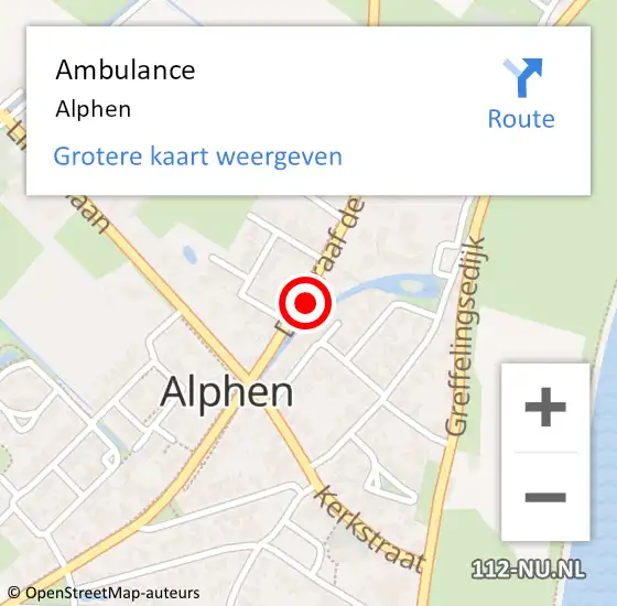 Locatie op kaart van de 112 melding: Ambulance Alphen op 18 juni 2023 12:48