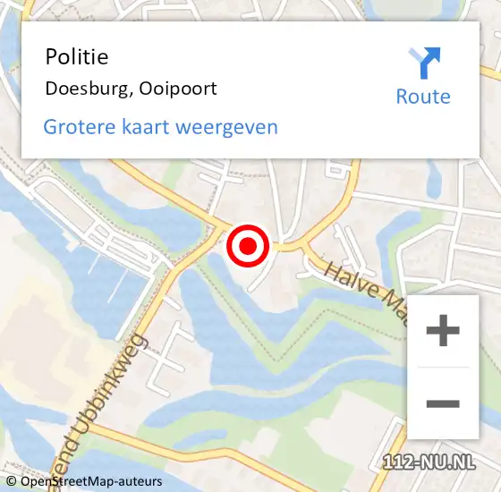 Locatie op kaart van de 112 melding: Politie Doesburg, Ooipoort op 18 juni 2023 12:56