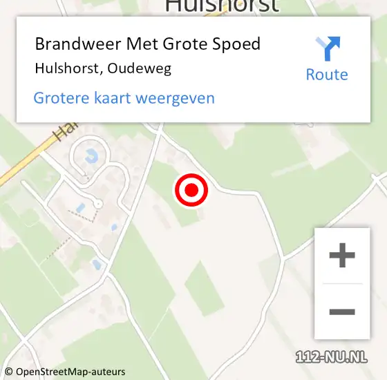 Locatie op kaart van de 112 melding: Brandweer Met Grote Spoed Naar Hulshorst, Oudeweg op 18 juni 2023 13:24