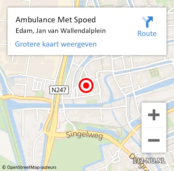 Locatie op kaart van de 112 melding: Ambulance Met Spoed Naar Edam, Jan van Wallendalplein op 18 juni 2023 13:44