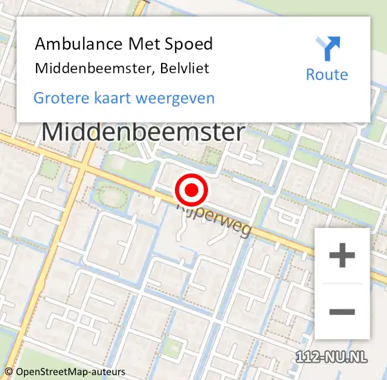 Locatie op kaart van de 112 melding: Ambulance Met Spoed Naar Middenbeemster, Belvliet op 18 juni 2023 13:49