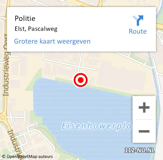 Locatie op kaart van de 112 melding: Politie Elst, Pascalweg op 18 juni 2023 14:13