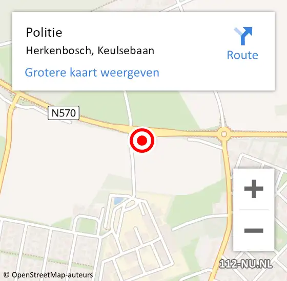 Locatie op kaart van de 112 melding: Politie Herkenbosch, Keulsebaan op 18 juni 2023 14:29