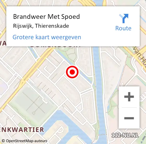 Locatie op kaart van de 112 melding: Brandweer Met Spoed Naar Rijswijk, Thierenskade op 18 juni 2023 14:53