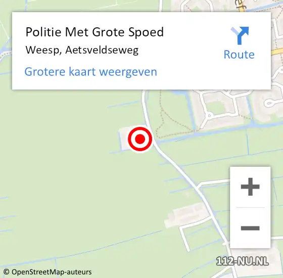 Locatie op kaart van de 112 melding: Politie Met Grote Spoed Naar Weesp, Aetsveldseweg op 18 juni 2023 15:08