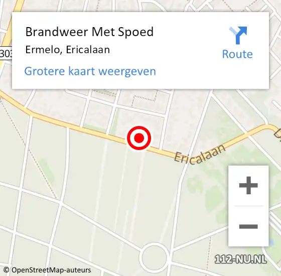 Locatie op kaart van de 112 melding: Brandweer Met Spoed Naar Ermelo, Ericalaan op 18 juni 2023 15:16