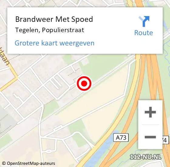 Locatie op kaart van de 112 melding: Brandweer Met Spoed Naar Tegelen, Populierstraat op 18 juni 2023 15:23