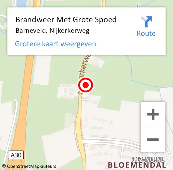 Locatie op kaart van de 112 melding: Brandweer Met Grote Spoed Naar Barneveld, Nijkerkerweg op 18 juni 2023 15:36