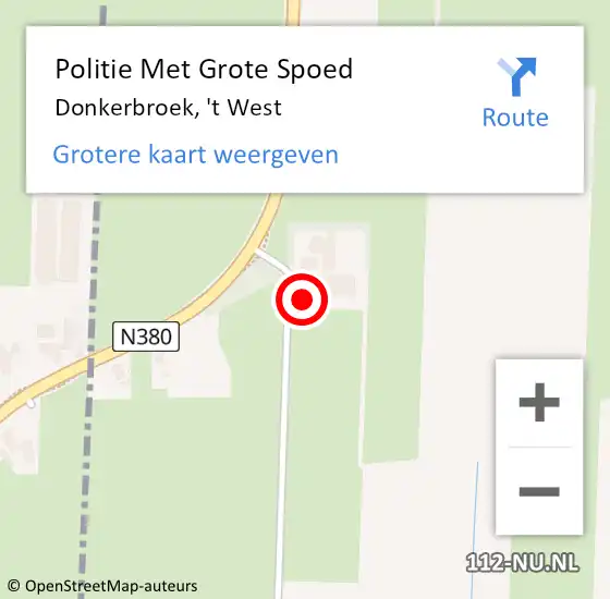 Locatie op kaart van de 112 melding: Politie Met Grote Spoed Naar Donkerbroek, 't West op 18 juni 2023 15:38