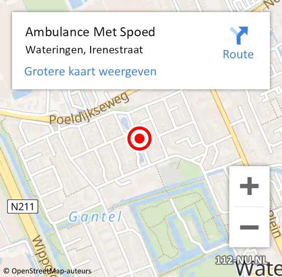 Locatie op kaart van de 112 melding: Ambulance Met Spoed Naar Wateringen, Irenestraat op 18 juni 2023 15:43