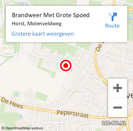 Locatie op kaart van de 112 melding: Brandweer Met Grote Spoed Naar Horst, Molenveldweg op 18 juni 2023 15:46