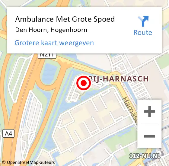 Locatie op kaart van de 112 melding: Ambulance Met Grote Spoed Naar Den Hoorn, Hogenhoorn op 18 juni 2023 15:49