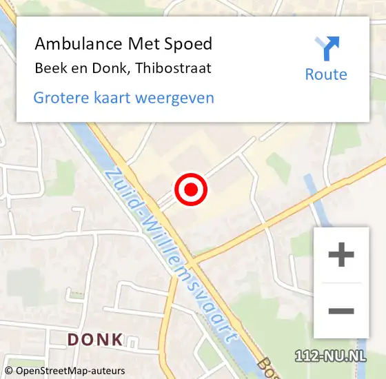 Locatie op kaart van de 112 melding: Ambulance Met Spoed Naar Beek en Donk, Thibostraat op 29 augustus 2014 13:12