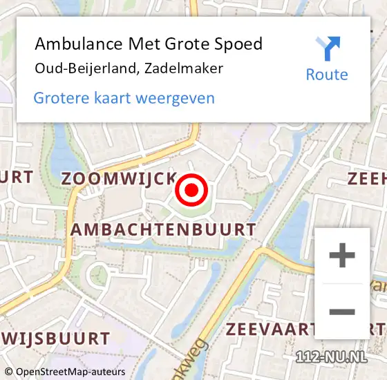 Locatie op kaart van de 112 melding: Ambulance Met Grote Spoed Naar Oud-Beijerland, Zadelmaker op 18 juni 2023 16:36