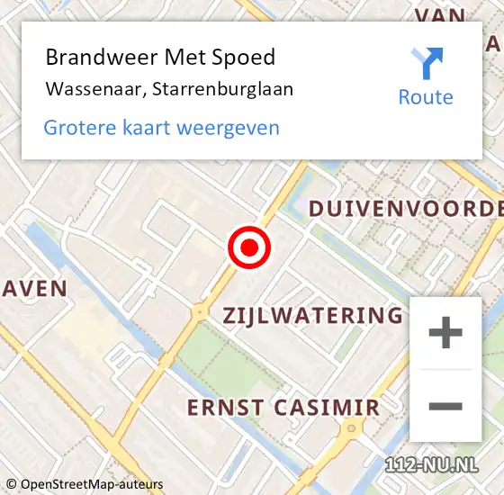 Locatie op kaart van de 112 melding: Brandweer Met Spoed Naar Wassenaar, Starrenburglaan op 18 juni 2023 16:36