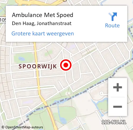 Locatie op kaart van de 112 melding: Ambulance Met Spoed Naar Den Haag, Jonathanstraat op 18 juni 2023 16:47