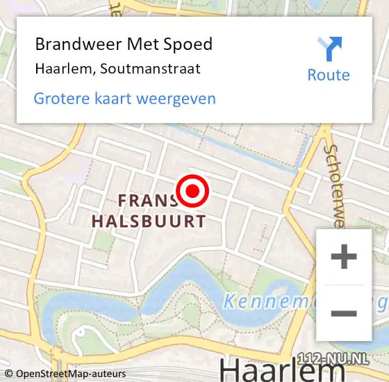 Locatie op kaart van de 112 melding: Brandweer Met Spoed Naar Haarlem, Soutmanstraat op 18 juni 2023 16:58