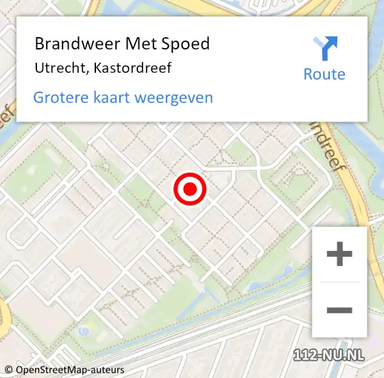 Locatie op kaart van de 112 melding: Brandweer Met Spoed Naar Utrecht, Kastordreef op 18 juni 2023 17:21