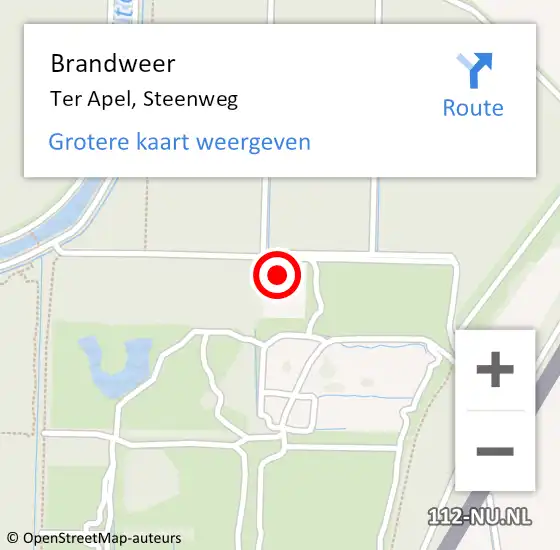 Locatie op kaart van de 112 melding: Brandweer Ter Apel, Steenweg op 18 juni 2023 17:51