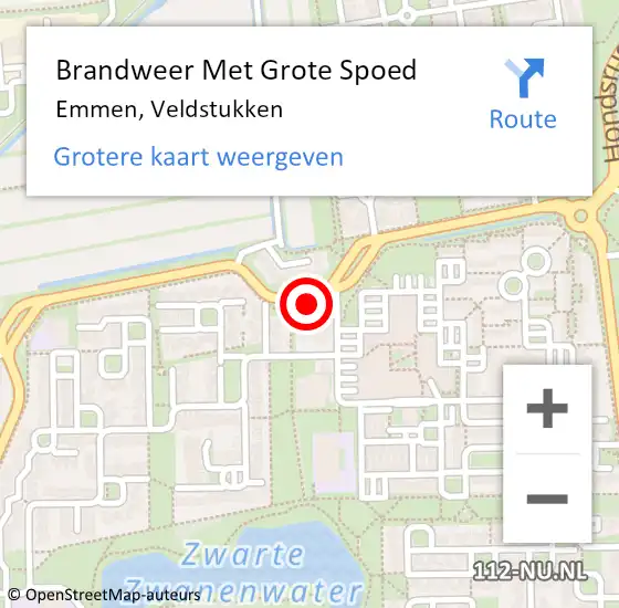 Locatie op kaart van de 112 melding: Brandweer Met Grote Spoed Naar Emmen, Veldstukken op 18 juni 2023 17:58