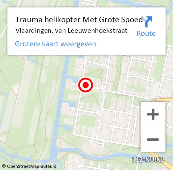 Locatie op kaart van de 112 melding: Trauma helikopter Met Grote Spoed Naar Vlaardingen, van Leeuwenhoekstraat op 18 juni 2023 18:01