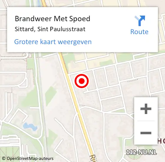 Locatie op kaart van de 112 melding: Brandweer Met Spoed Naar Sittard, Sint Paulusstraat op 18 juni 2023 18:42