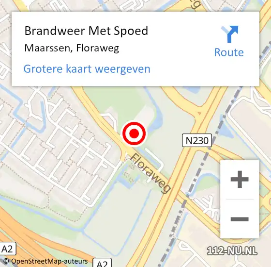 Locatie op kaart van de 112 melding: Brandweer Met Spoed Naar Maarssen, Floraweg op 18 juni 2023 19:02
