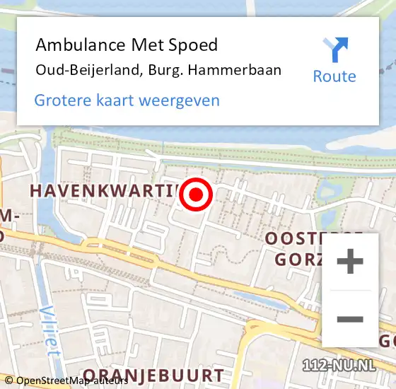 Locatie op kaart van de 112 melding: Ambulance Met Spoed Naar Oud-Beijerland, Burg. Hammerbaan op 18 juni 2023 19:10