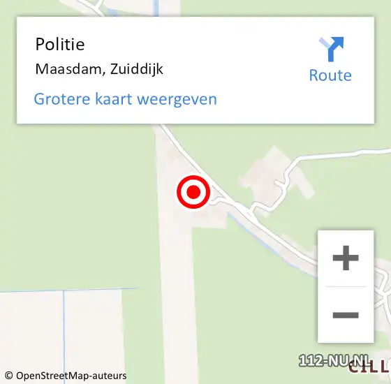 Locatie op kaart van de 112 melding: Politie Maasdam, Zuiddijk op 18 juni 2023 19:15