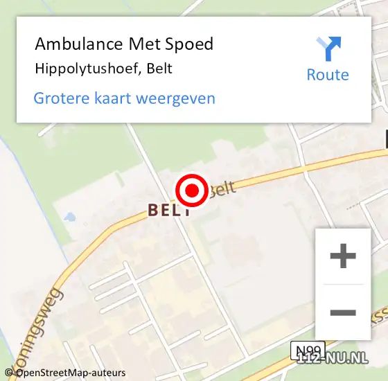 Locatie op kaart van de 112 melding: Ambulance Met Spoed Naar Hippolytushoef, Belt op 18 juni 2023 19:26