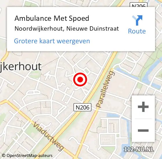 Locatie op kaart van de 112 melding: Ambulance Met Spoed Naar Noordwijkerhout, Nieuwe Duinstraat op 18 juni 2023 19:35