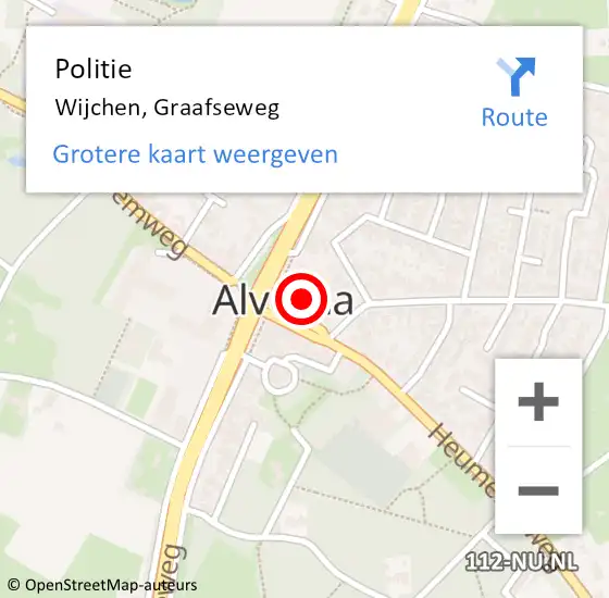 Locatie op kaart van de 112 melding: Politie Wijchen, Graafseweg op 18 juni 2023 19:41