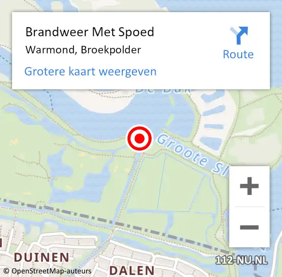 Locatie op kaart van de 112 melding: Brandweer Met Spoed Naar Warmond, Broekpolder op 18 juni 2023 19:52