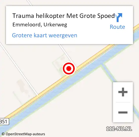 Locatie op kaart van de 112 melding: Trauma helikopter Met Grote Spoed Naar Emmeloord, Urkerweg op 18 juni 2023 19:55