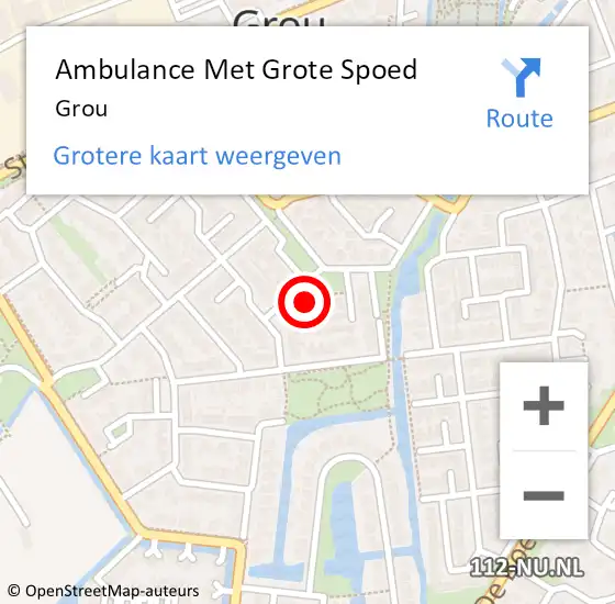 Locatie op kaart van de 112 melding: Ambulance Met Grote Spoed Naar Grou op 18 juni 2023 20:34