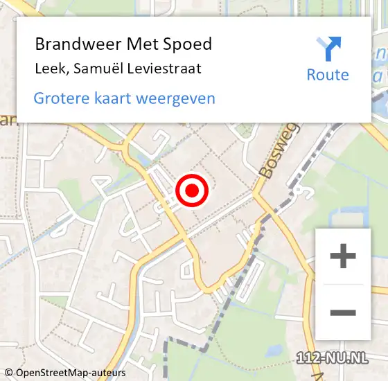 Locatie op kaart van de 112 melding: Brandweer Met Spoed Naar Leek, Samuël Leviestraat op 18 juni 2023 20:36