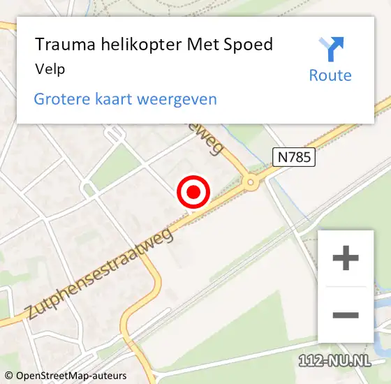 Locatie op kaart van de 112 melding: Trauma helikopter Met Spoed Naar Velp op 18 juni 2023 20:44